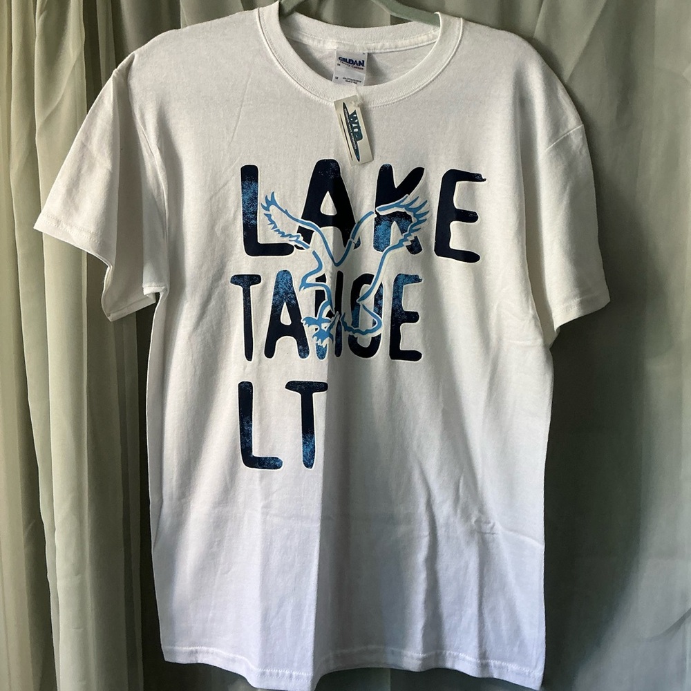 NWT Gildan White and Blue Short Sleeve Tees Lake Tahoe size medium